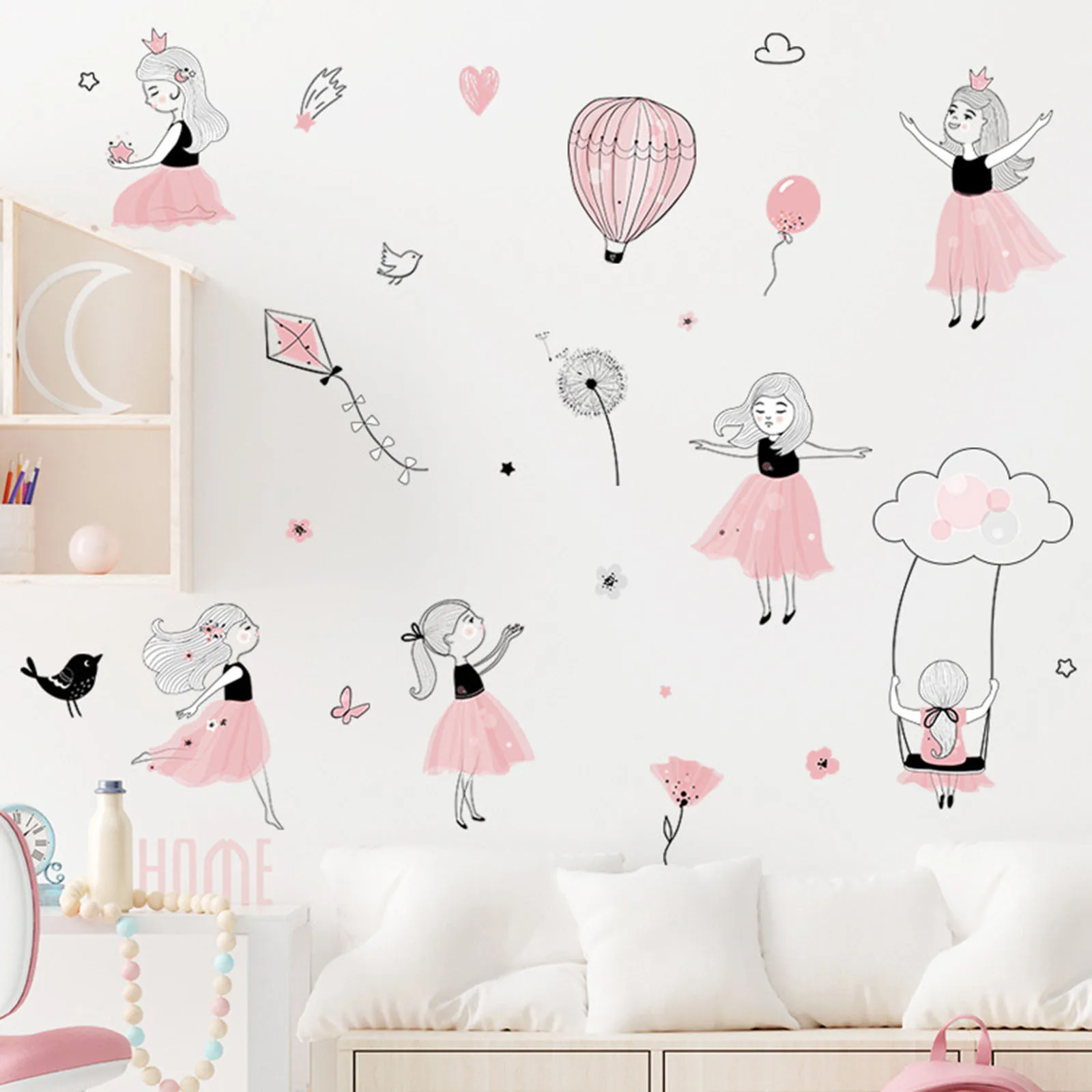 Очаровательный наклейка на стену с воздушным шариком кролика медведь цветок панда любит бамбук играющий спальня гостиная крыльцо домашнее украшение.