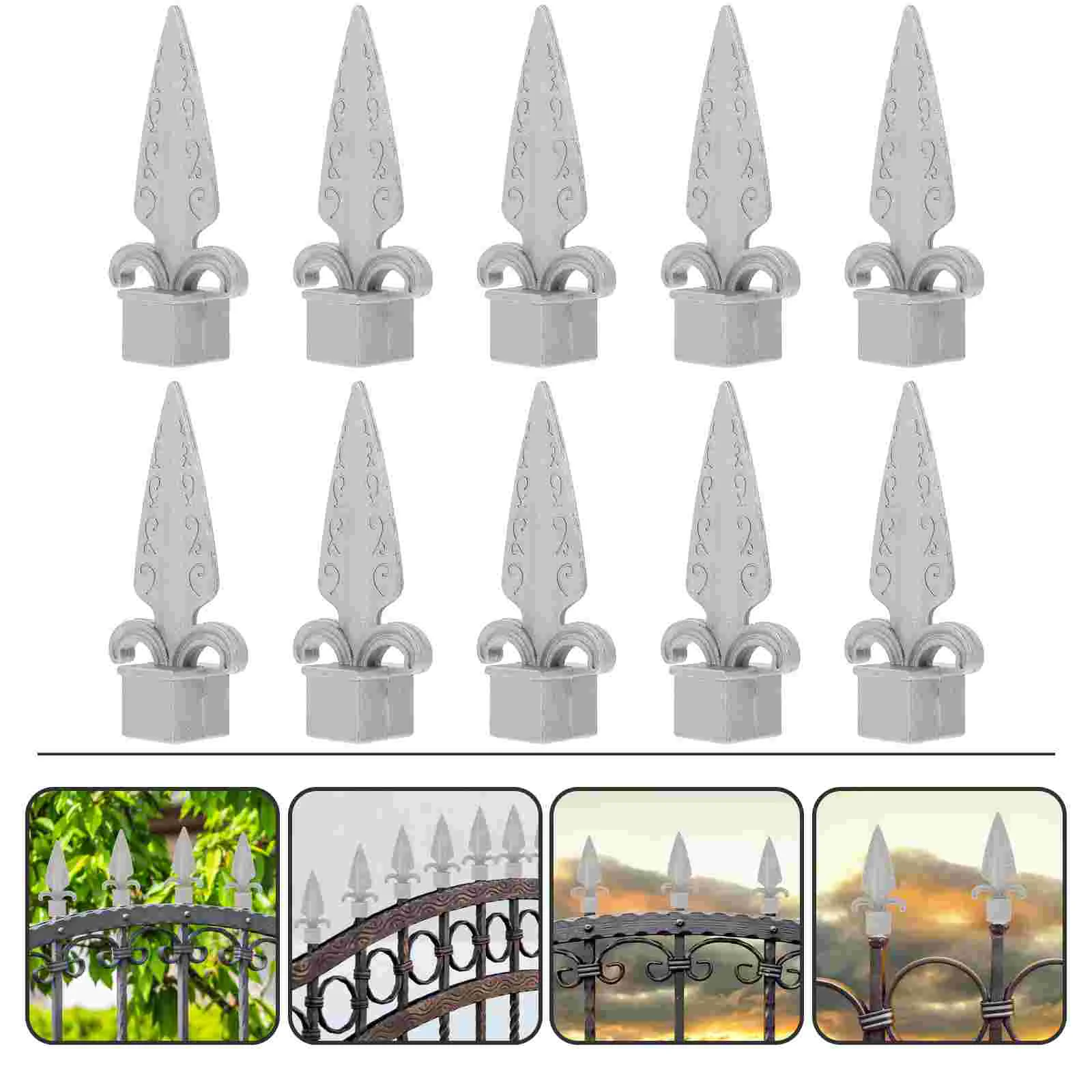 

10 Pcs Fence Head Outdoor Metal Decor Aluminum Spears Finials Railing Durable Topper Accessory Toppers