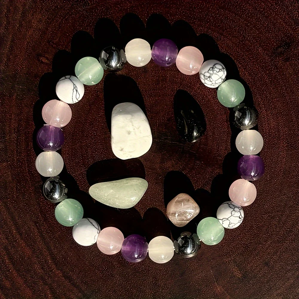 1 Шт. Браслет Унисекс С Розовым Кварцем И Бусинами Для Определения Изменения