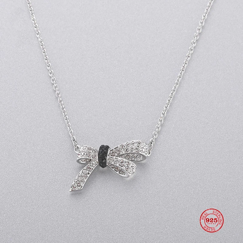 

2020 Fashion Charm Sterling Silver Original 1:1 Copy, Bow Romantic Charming Gorgeous Wild Necklace Female Luxury Jewelry Gifts