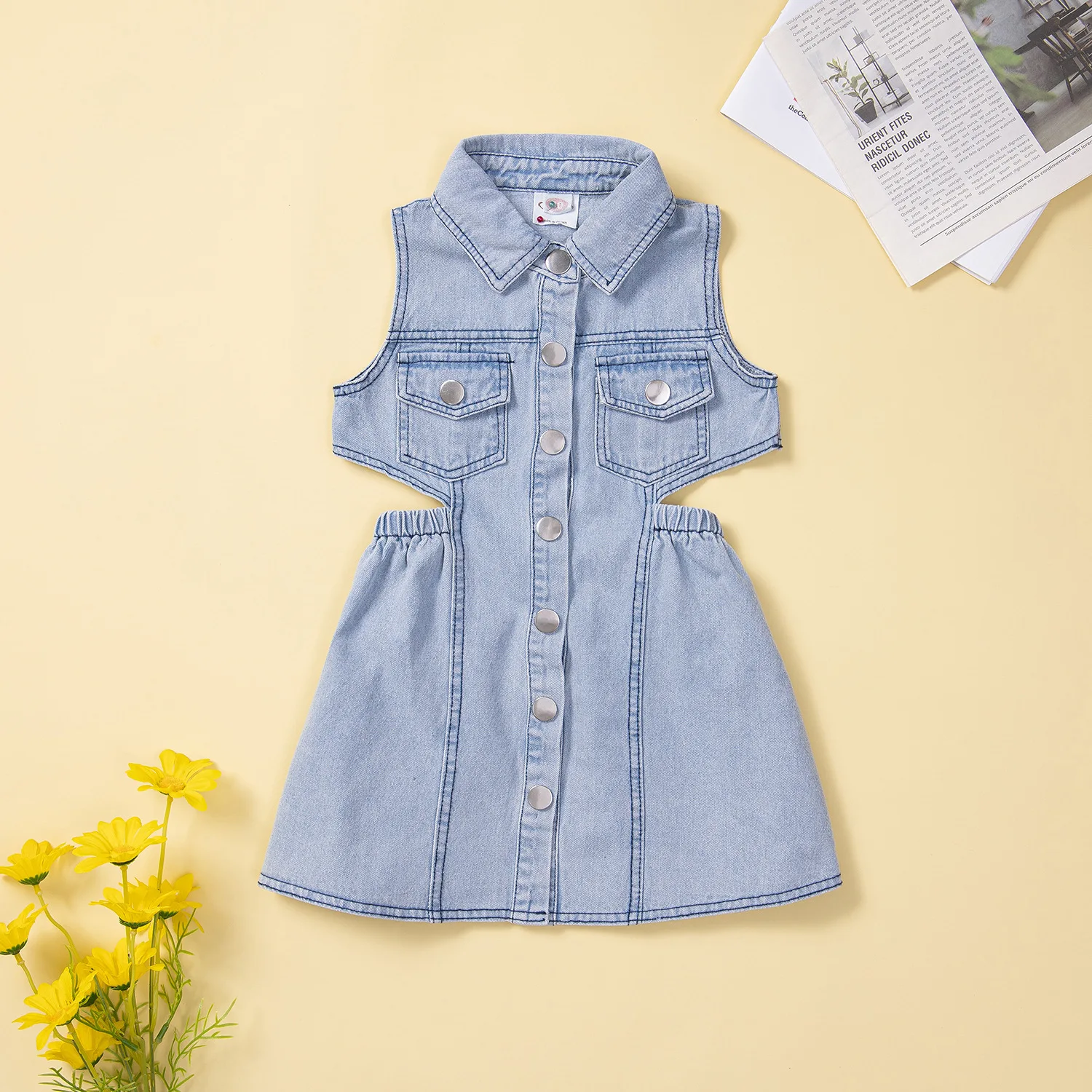 

2022 Summer New Kids Clothing Girls Dress European and American Kids Fashion Sleeveless Waistless Denim Skirt Boutique Clothing