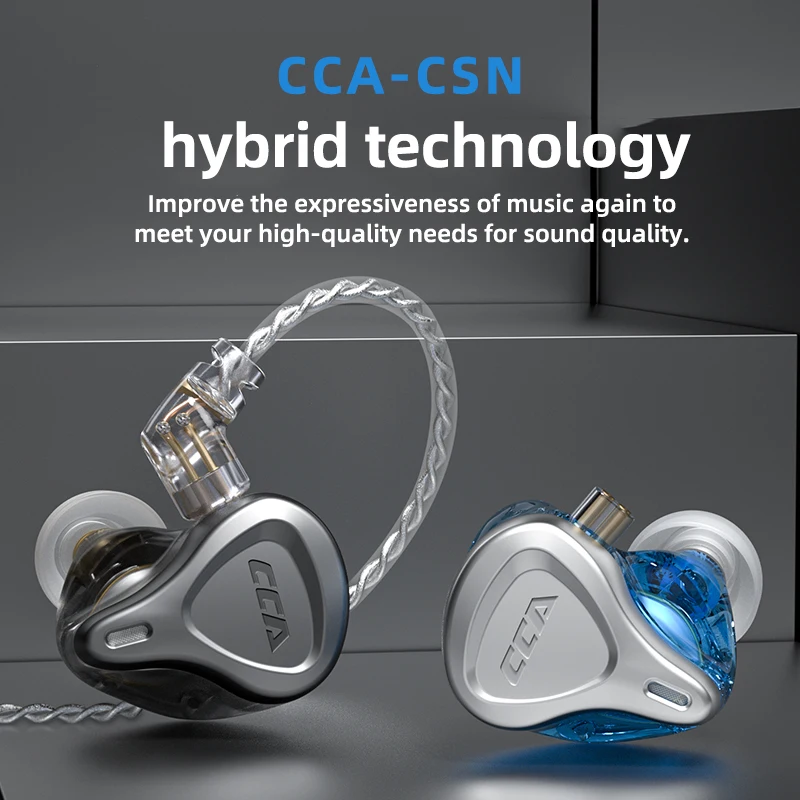 

CCA CSN 1BA+1DD Hybrid Earphone In Ear Earbuds Monitor Headphones HIFI Noise Reduction Headset KZ ZSN PRO ZST ZSX ZS10 C12 Gamer