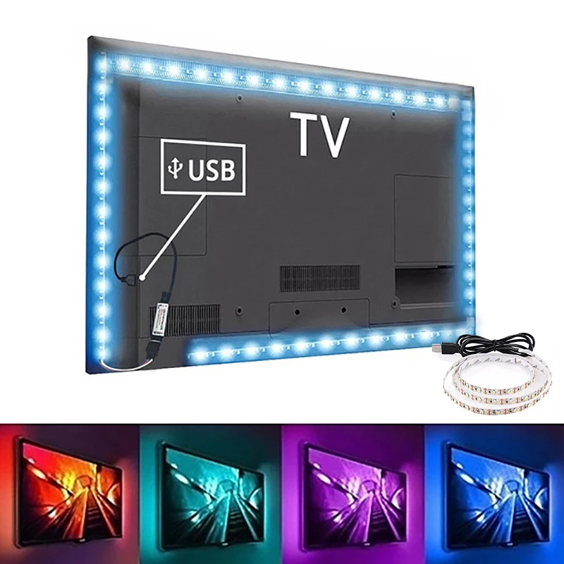 Светодиодная лента для подсветки телевизора, 5 В, USB 2835 SMD HD TV, 1 м, 2 м, 3 м, 5 м, RGB Диодная Гибкая лампа для ПК, настольного экрана, украшения комнаты