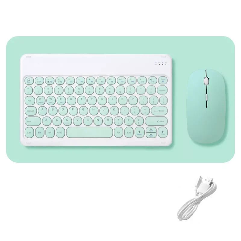 

Wireless Keyboard and Mouse Combos Set Round Bluetooth Hebrew Spanish French Korean For iOS iPad Android Windows Phone Tablet