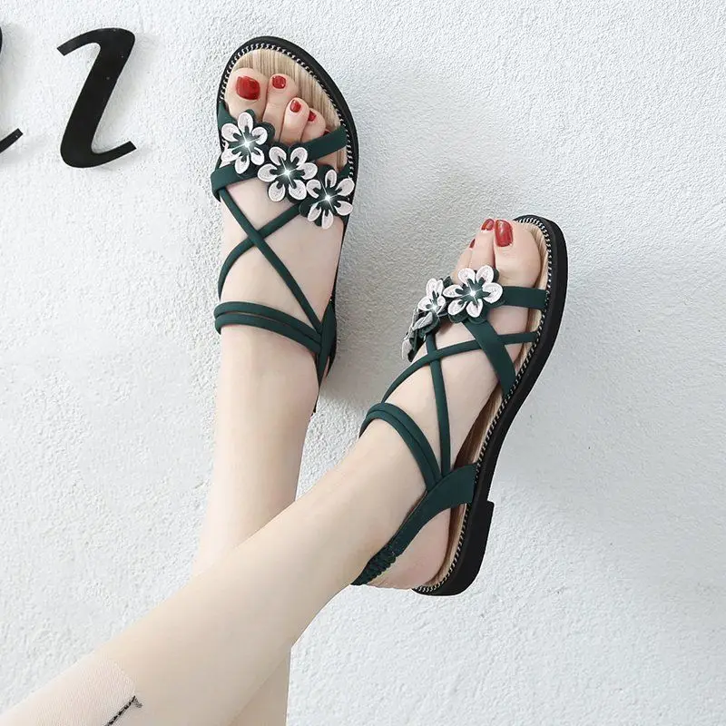 

Women's 2022 New Summer Fairy Style Women's Flat Sandals Korean Style Fashionable All-Match Women's Roman Sandals