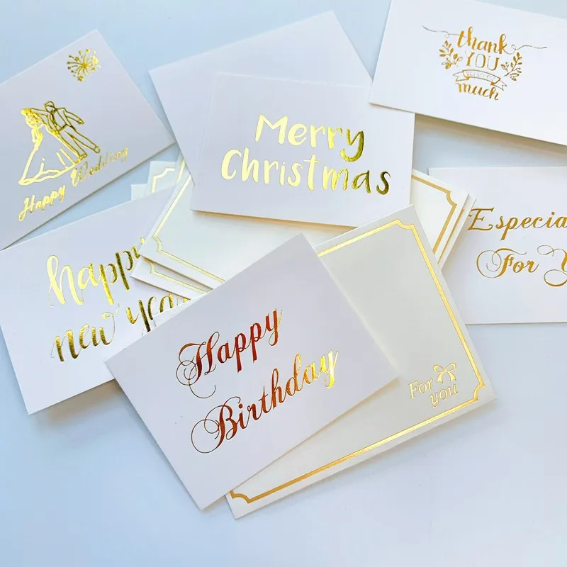 

1Set Bronzing Ironing envelope with card MINI White cards wedding happy birthday Invitation 80*60MM