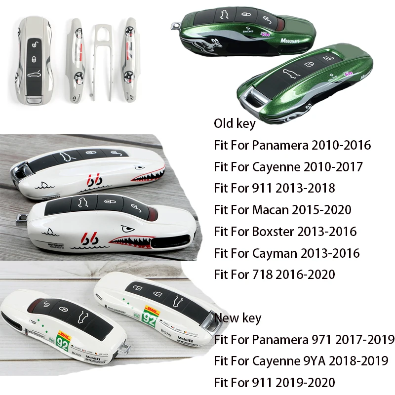 

Защитный чехол для ключей для Porsche Cayenne 9ya Panamera 971 911 Macan Boxster Carman, чехол для пульта дистанционного управления сигнализацией без ключа, сменный ...