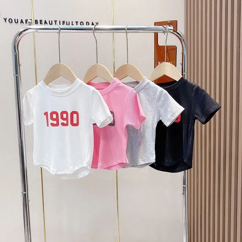 

Girls' 1990 T-shirt coat Set head short-sleeved T