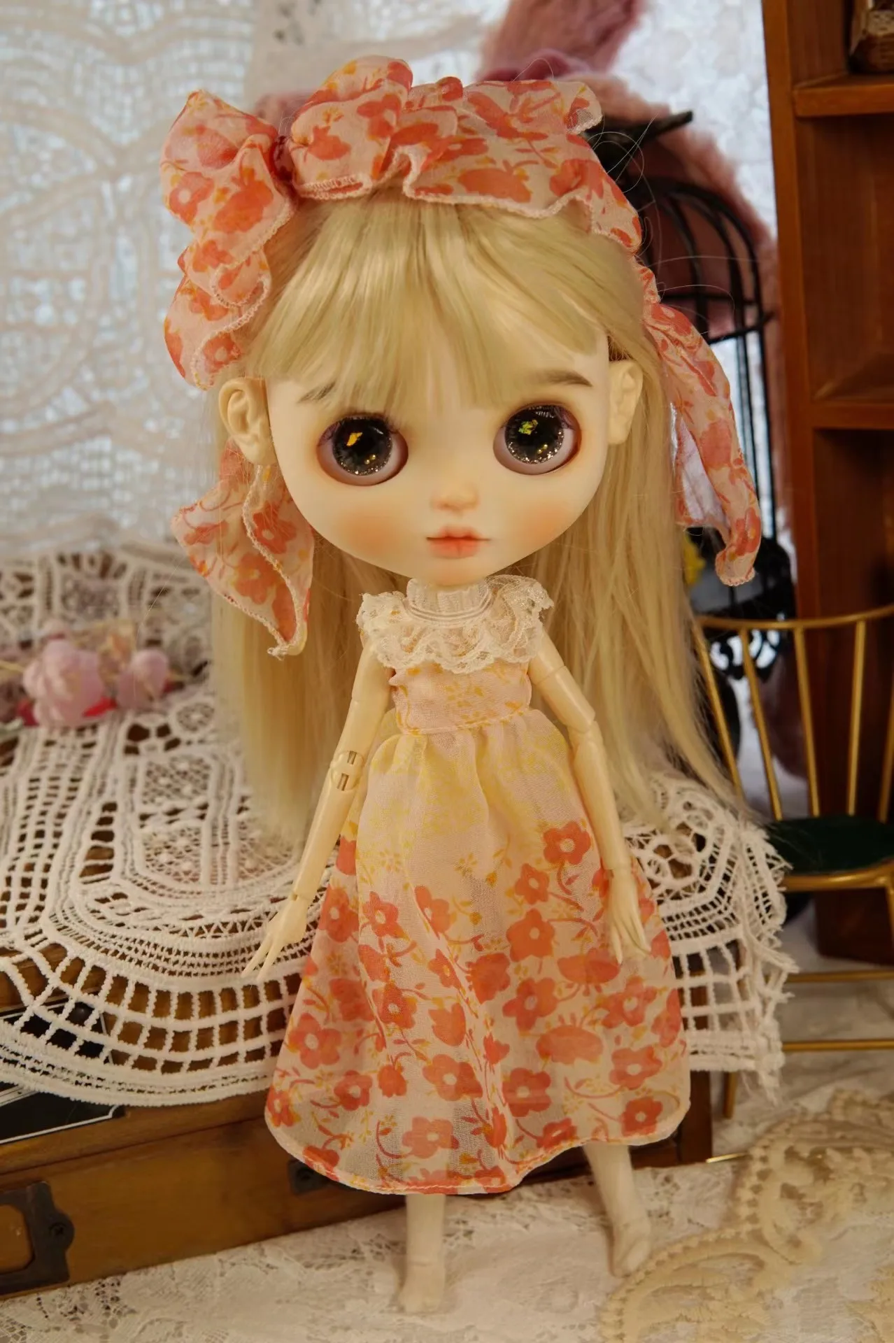 

Blythe clothes 1/6 30cm Silk fabric Flower dress skirt bjd toys cloth (Fit for Pullip,Ob24, Licca)
