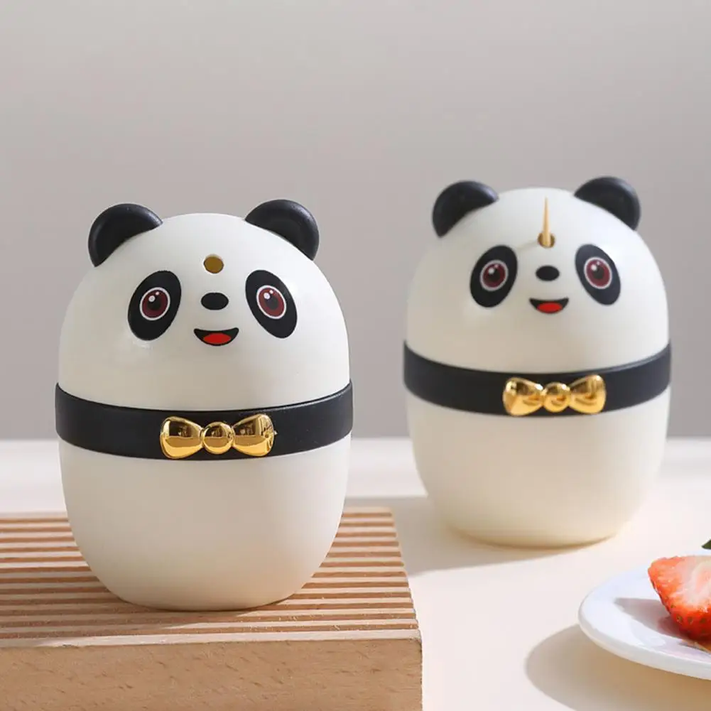 

Toothpick Organizer Press Type Stable Cartoon Panda Bamboo Toothpick Dispenser Damp-proof Toothpick Dispenser Home Supplies