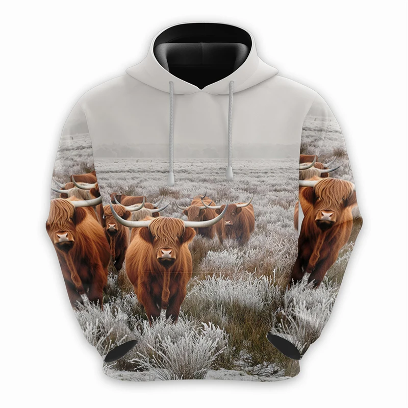 Забавные толстовки с рисунком коровы для мужчин модные осенние милые детские