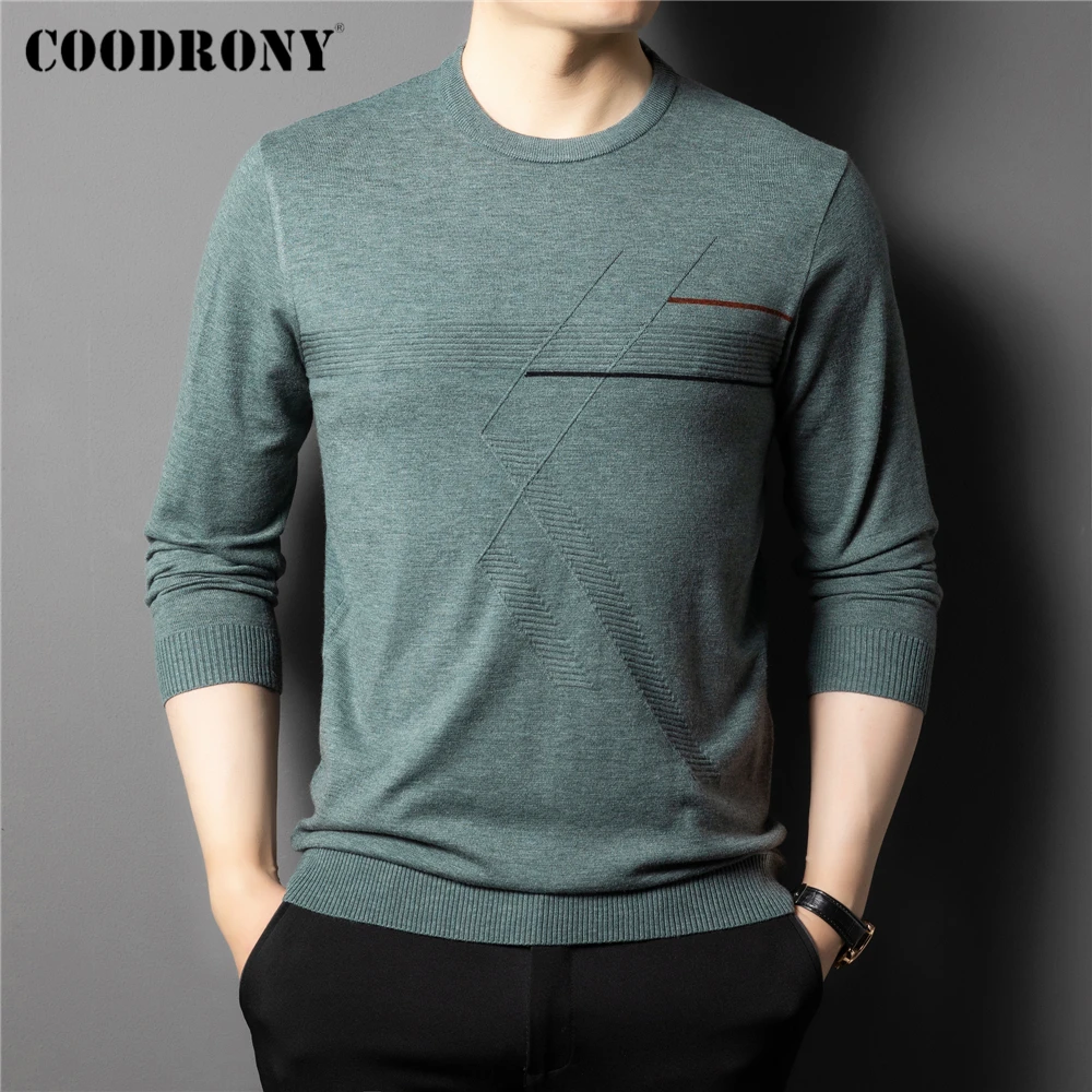 

COODRONY Brand Men's O-Neck Striped Knitted Sweaters Clothing Autumn Winter New Arrival High Quality Soft Pullover Homme Z1027