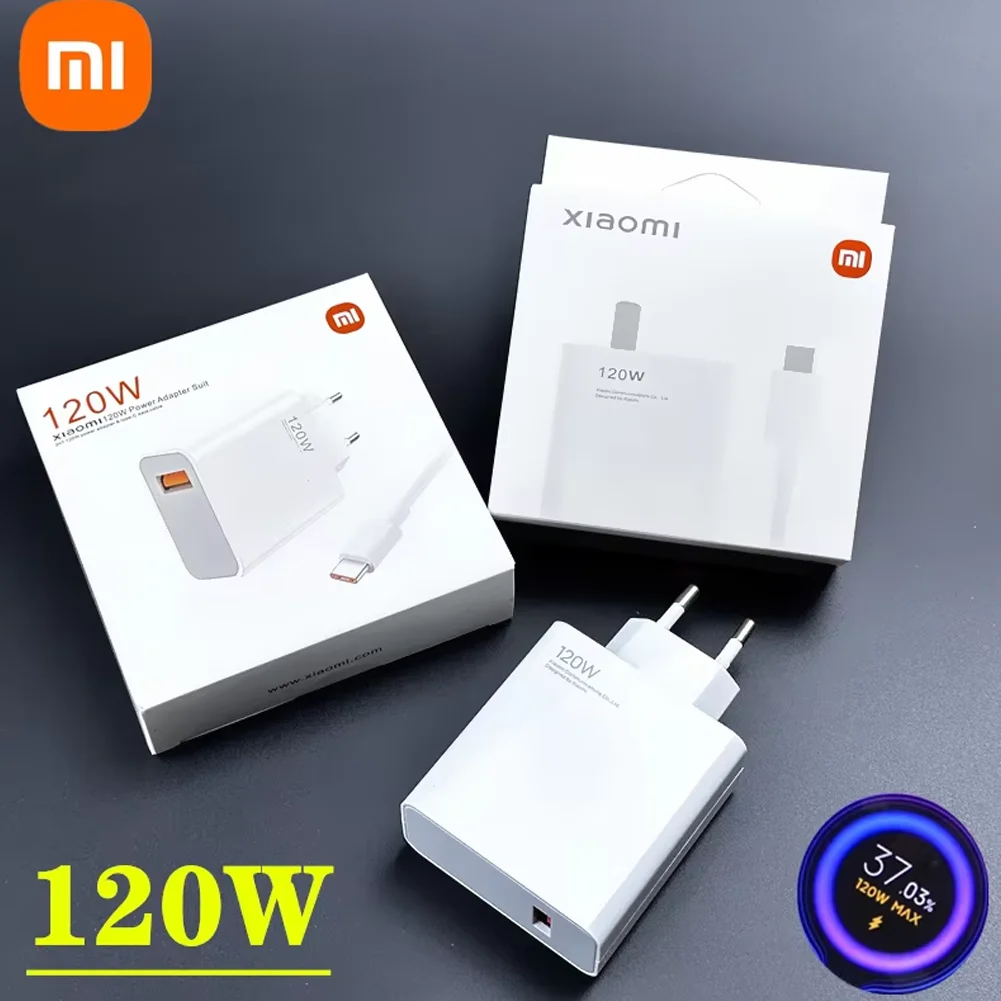 Оригинальное зарядное устройство Xiaomi 120 Вт с быстрой турбонаддувом Hypercharge Gan