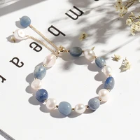 crystal bracelet blue dongling freshwater pearl crystal bracelet womens korean edition jewelry bracelet women