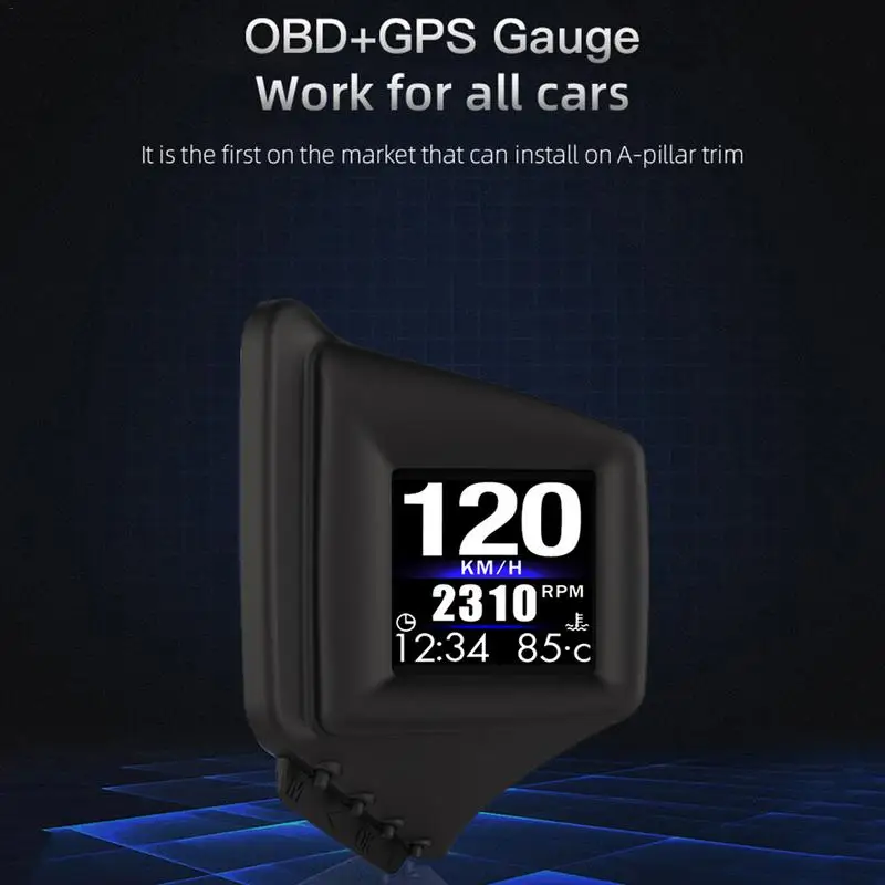 

Дисплей OBD GPS с двойной системой, 12 В Автомобильный цифровой прибор для измерения скорости, с ЖК-дисплеем, проектор скорости автомобиля с ото...