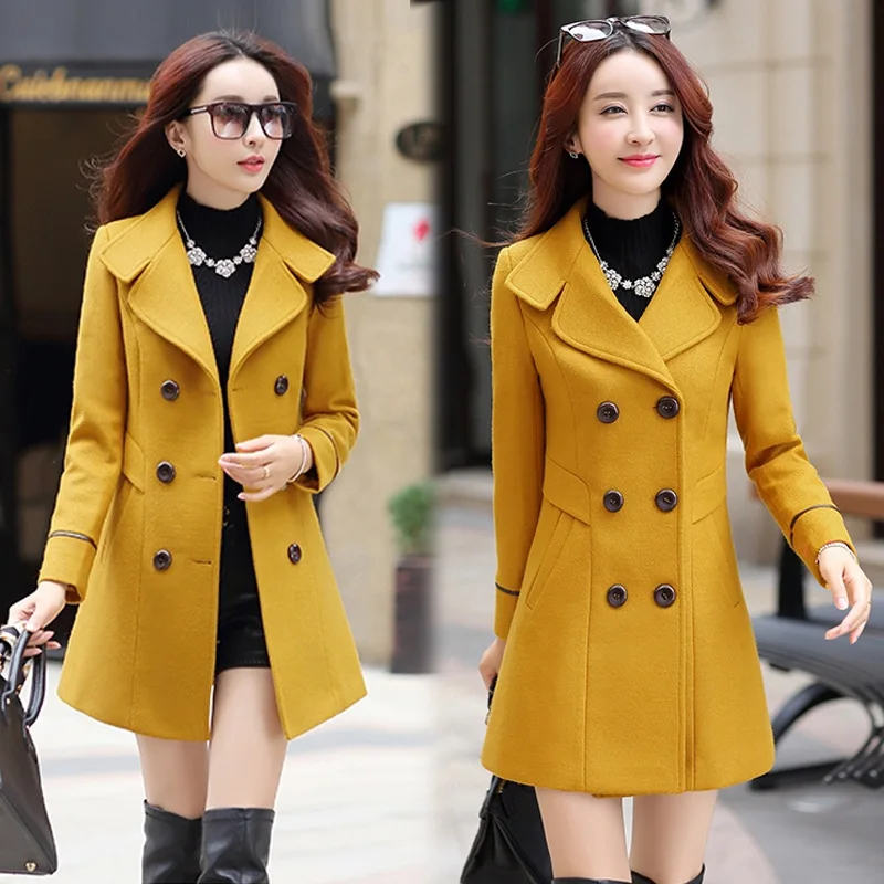 

Autumn And Winter Wool Jacket Womens Clothing Medium Length Woolen Coats Slim Fit All-match Elegant Ladies Coat for Women