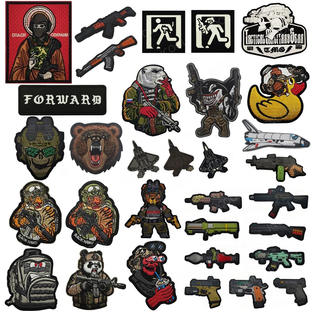 Резиновые нашивки из ПВХ с пистолетом тигр медведь панда утка самолет страйкбол