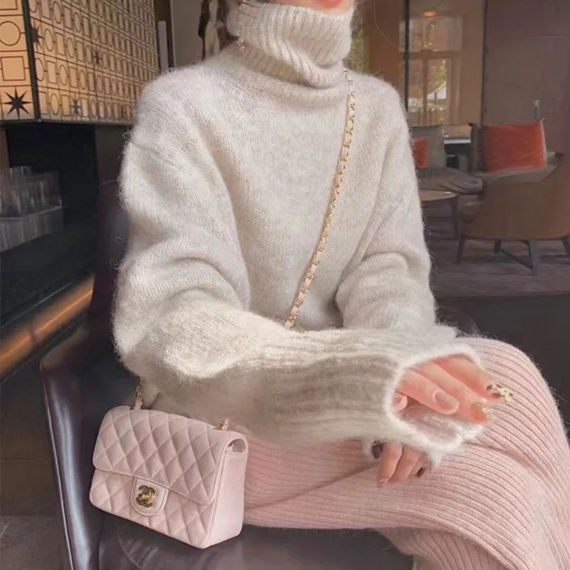 

Fall/winter new mohair sweater female French lazy wind pullover knit top female