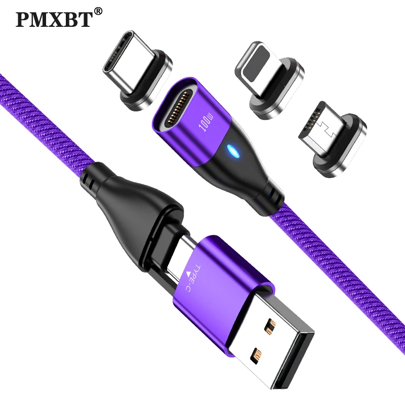 

6 in 1 Magnetic USB C Cable for iPhone 14 13 12 11 Pro Charger Cables 100W Micro USB Type C Cable for Macbook Pro Samsung Xiaomi