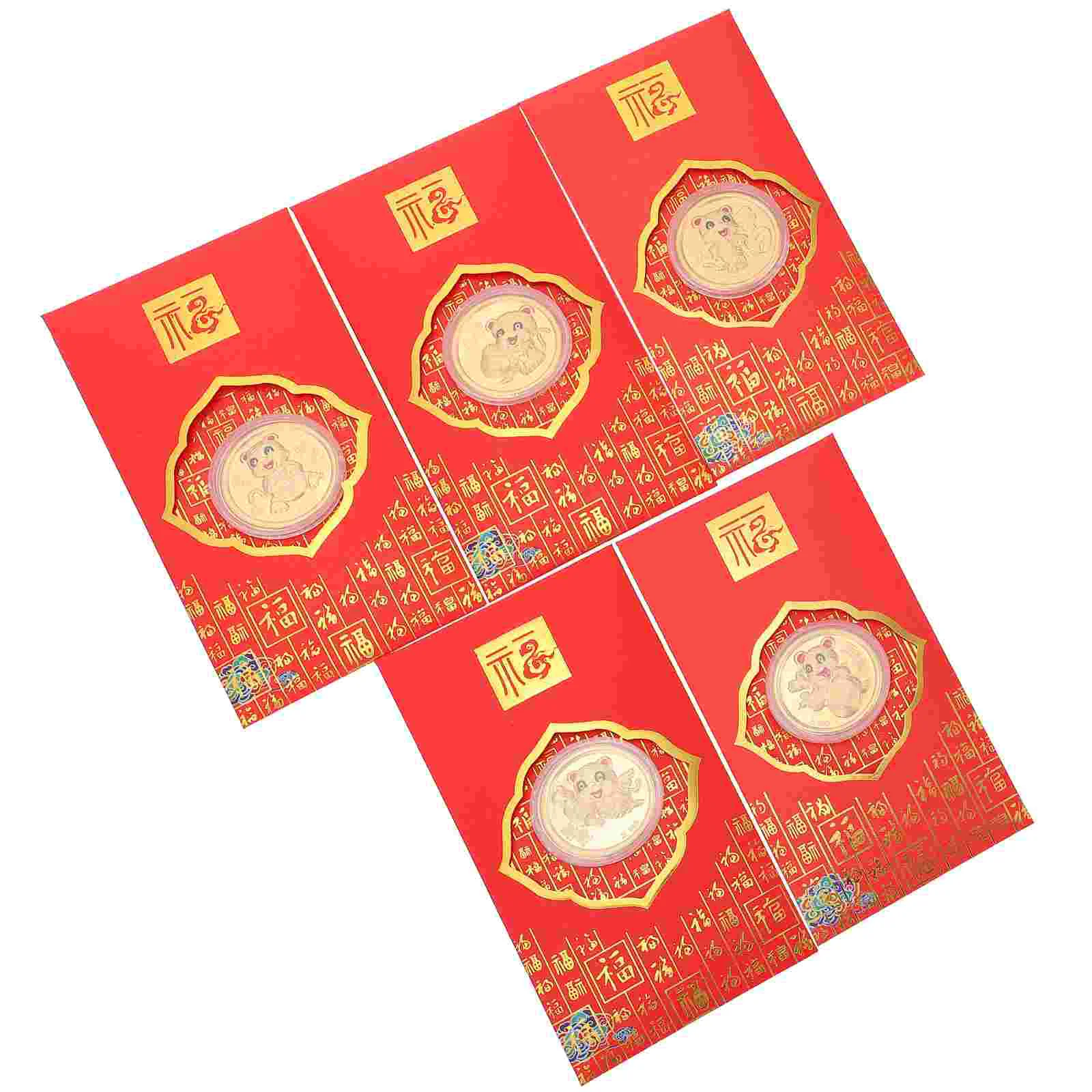 

5pcs Red Envelopes Nice Good Novel Safe Luck Envelope for Gift New Year