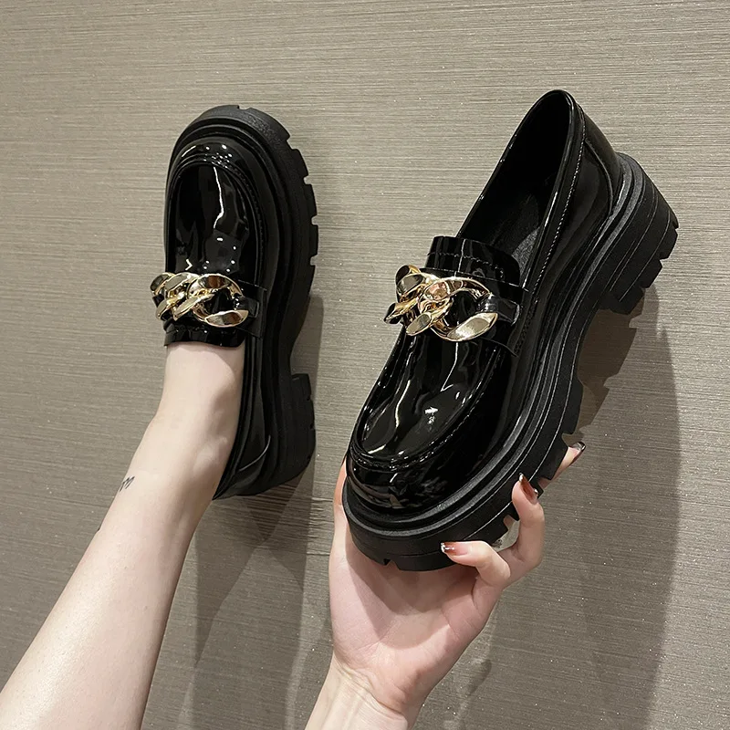 

Fashion Woman Platform Shoes Spring 2022 Loafers Women PU Leather Thick Bottom Wedding Dress Shoes Mary Janes Zapatos De Mujer