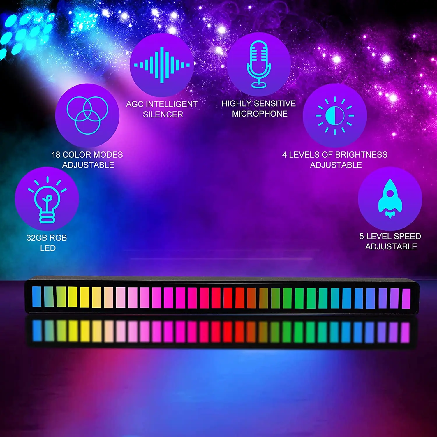 RGB LED Nacht Licht Musik Sound App Control Rhythmus Umgebungs Atmosphäre Lampe LED Streifen Nacht Licht Gaming Dekorative Lichter