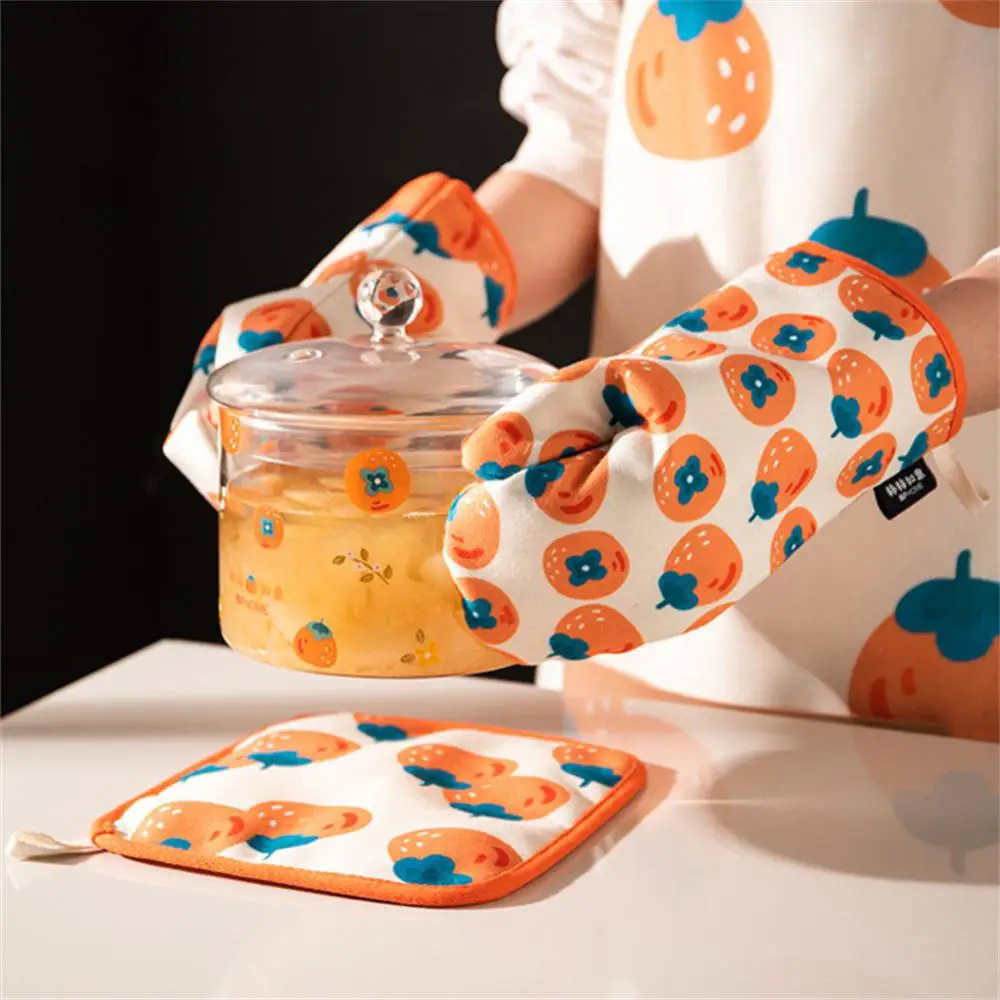 

Microwave Oven Gloves Kitchen Supplies Heat-resistant Persimmon Series Anti-scalding Household Insulation Cotton Gloves