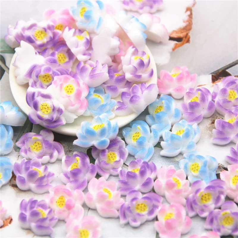 50 шт., украшения для ногтей в виде лотоса