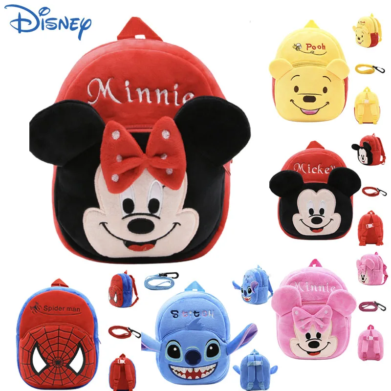 

26CM Disney Mickey Mouse Pooh Bear Anime Cartoon Plush Backpack Bag Avengers Spiderman Anime Children Kindergarten School Bag