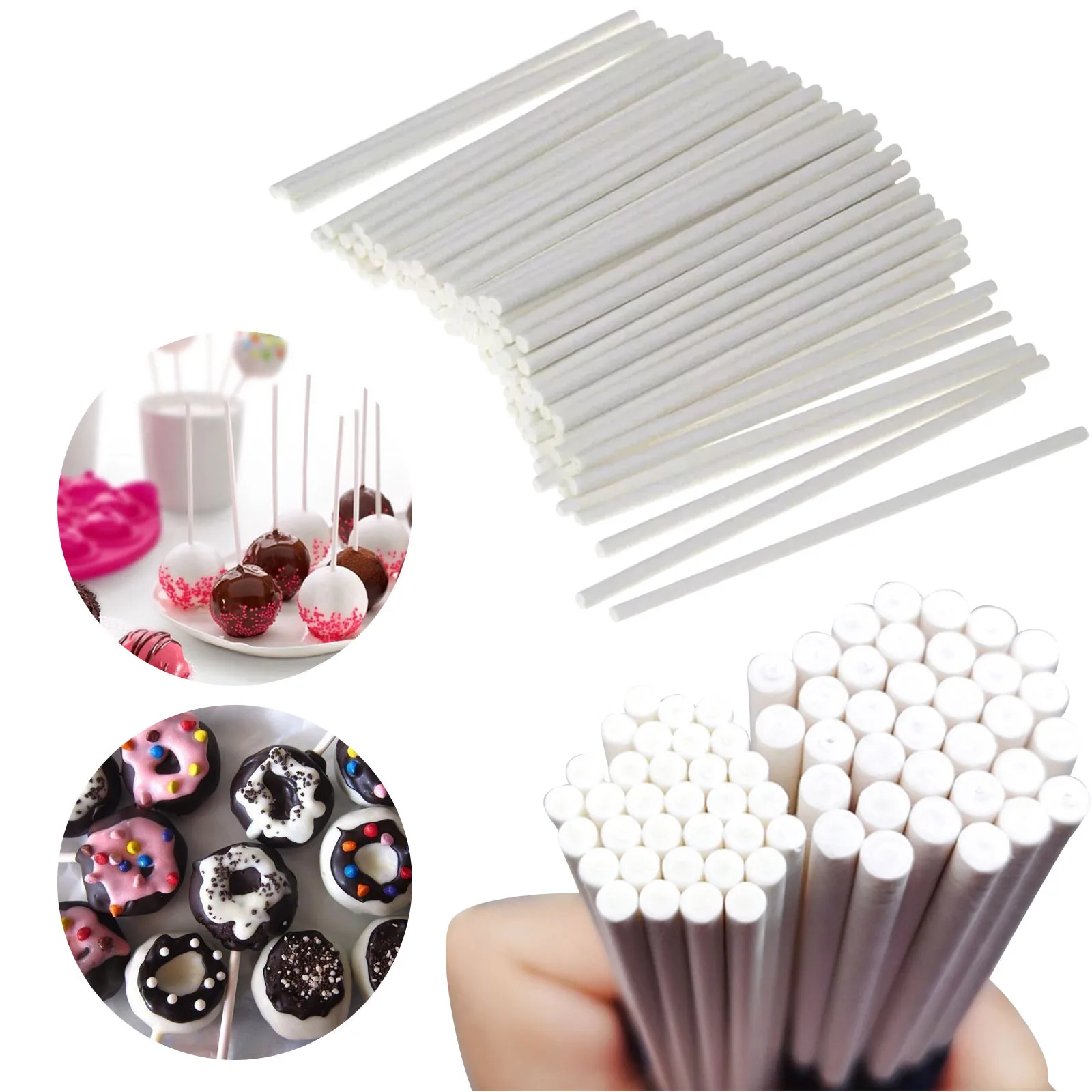 

100Pcs Eco-friendly Solid Paper Lollipop Stick Cake Pop Sucker Sticks For Chocolate Sugar Candy Lollypop DIY Mold