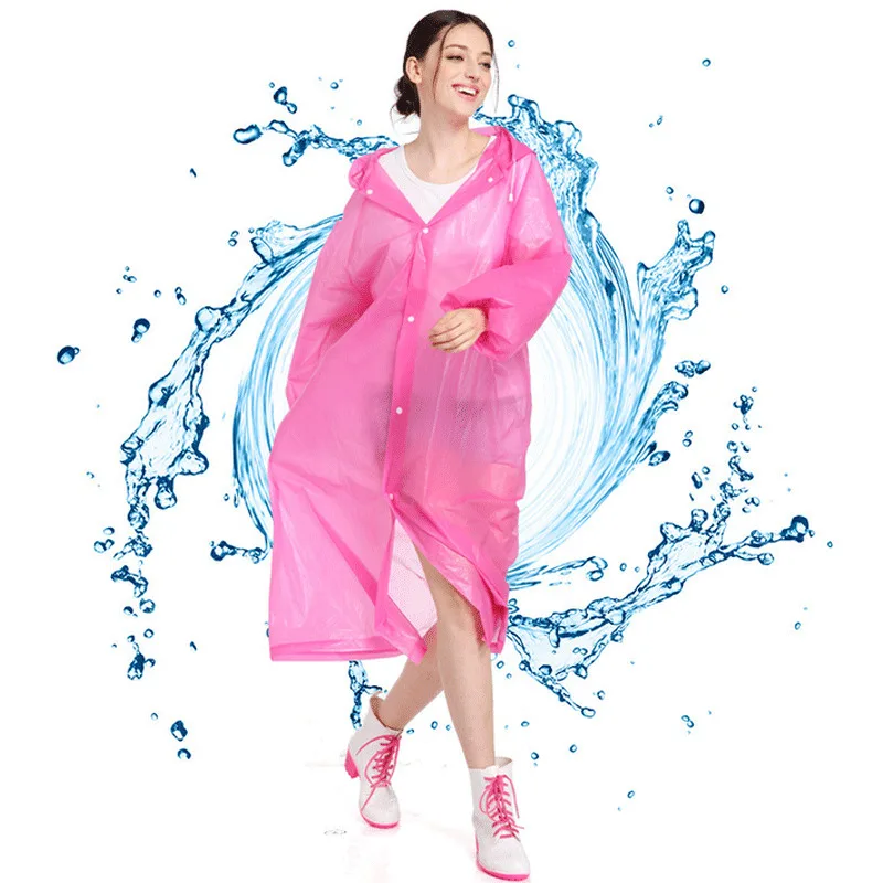 

Fashion Ladies Men's Raincoat Thickened Waterproof Poncho JacketAdult Transparent Transparent Camping Hooded Sweater RaincoatSet
