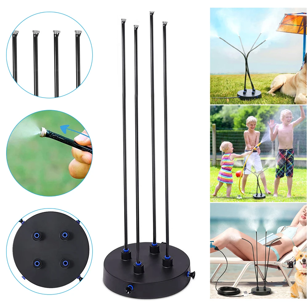 

US/EU Plug Stand-up Misting Cooling System Nozzles Flexible Mister for Outdoor Patio Pool BBQ Cooling Kids Water Playing