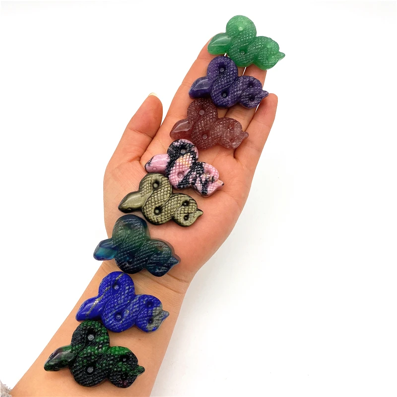 

1 шт., натуральный родонит, флюорит, опал, зеленый авантюрин, унакитная змея, ручная работа, резные натуральные кварцевые кристаллы