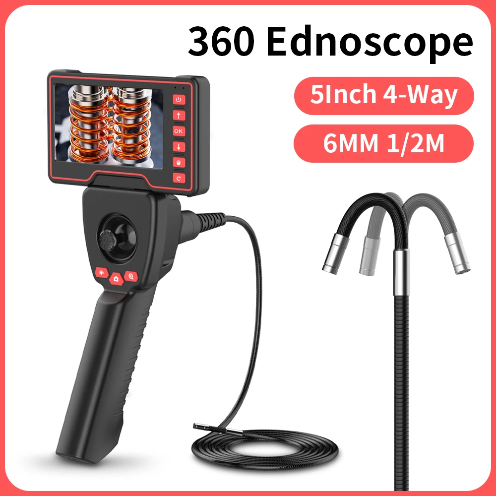 

WDLUCKY 1080P 6mm 4-Way Steering Industrial Endoscope Camera Articulating Borescope with 5.0 " Screen for Car Sewer Inspection