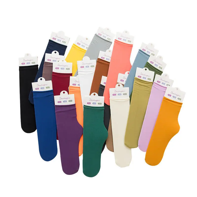 Spring and Summer Japanese Velvet Pile Socks Korean Version Medium Tube Ins Long Women's Socks Children's Solid Color Tidal Ice