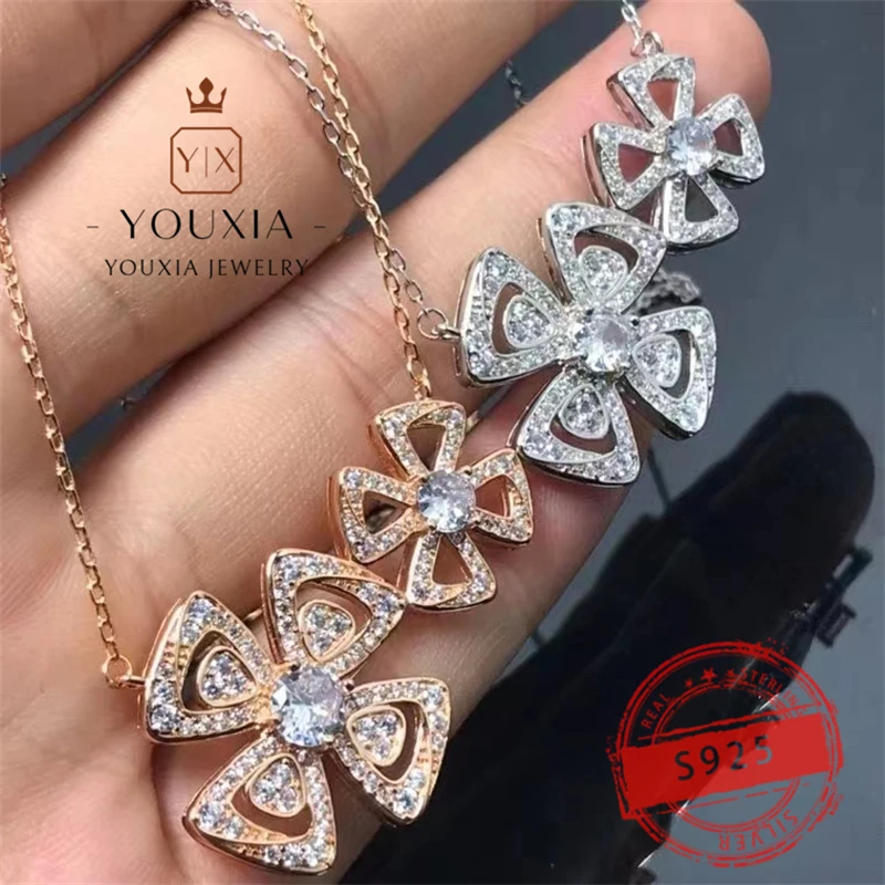 

1:1 custom s925silver color luxury Necklace personality shiny jewelry European and American style Couple gifts laminar pendant