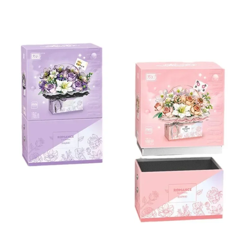 LOZ букет цветов кирпичи игрушка со светодиодными наборами креативная корзина с