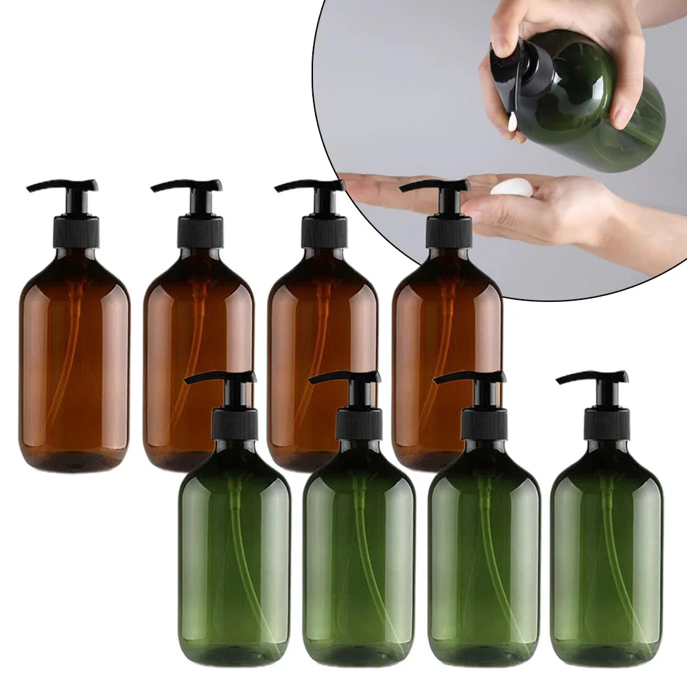 

4 Pcs 500ml Shampoo And Conditioner Dispenser Bottles Bathroom Plastic Empty Refillable Pump Lotion Bottle Containers Set