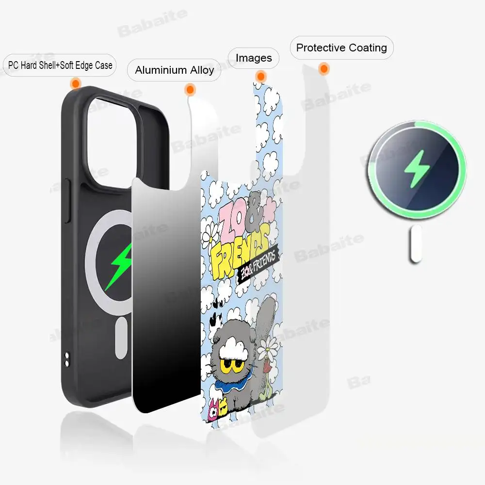 Фото Милый чехол для телефона Z-ZO Friends для iPhone 17 Air 16 15 14 13 12 11 Pro Max Plus, чехол для беспроводной зарядки Magsafe №2