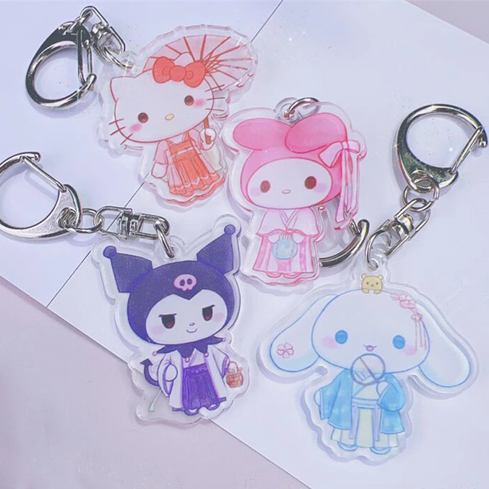 

Anime My Melody Hellokts Kuromi Kawaii Keychain Cartoon Acrylic Chinese Style Cute Bag Pendent Accessories Children Toys Gifts