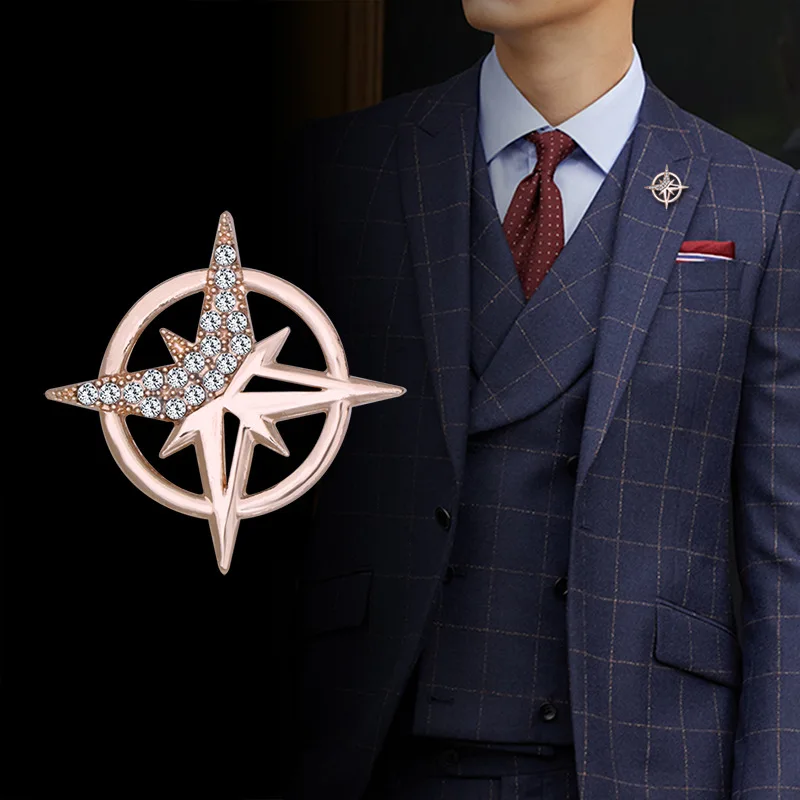 

Korean Stylish Men's Badge with Star Design Ring Clasp Brooch Badge with Diamond Star Hexagram Necklace Pin Perfect Gift for Men