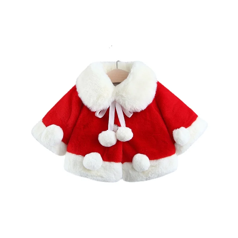 2022 New Autumn Winter Plus Thick Velvet Warm Soft Shawl Baby Outerwear Toddler Girl Outfits with Jackets Faux Fur Regular Coat