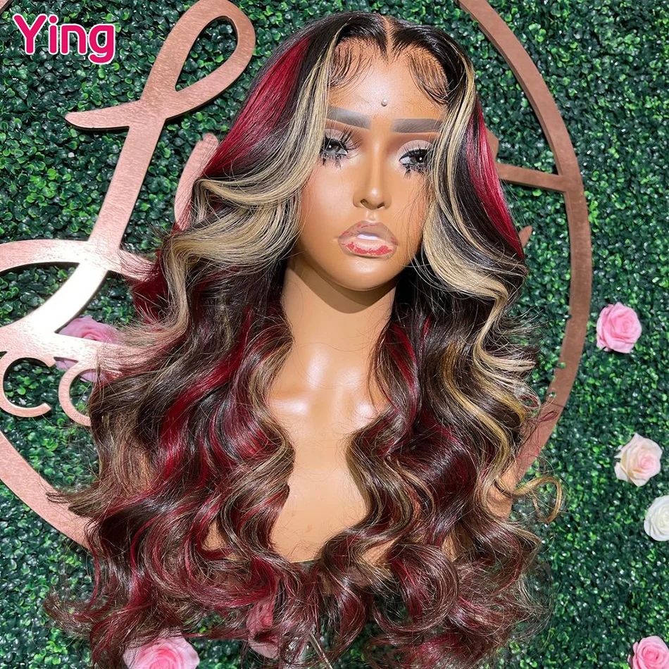 Ying Highlight Red Stripe 613 Body Wave 5x5 Transparent Lace Wig 13x4 Lace Front Wig Human Hair 13x6 Lace Front Wig PrePlucked