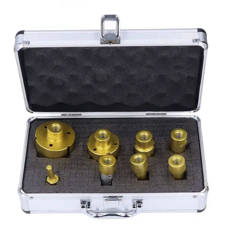 8 Pcs Hole Saw Kit 20 20 27 35 55 68mm Brazed Core Drill Bit End Mill Hex Shank Set Grinding Wheel