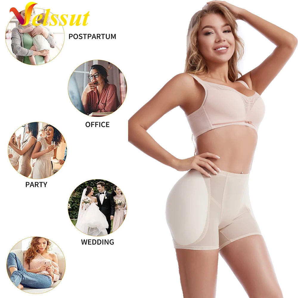 Velssut Women Butt Lifter Hip Enhancer Control Panties Body Shaper Fake Pad Foam Padded Underwear Plus Size Body Shapewear