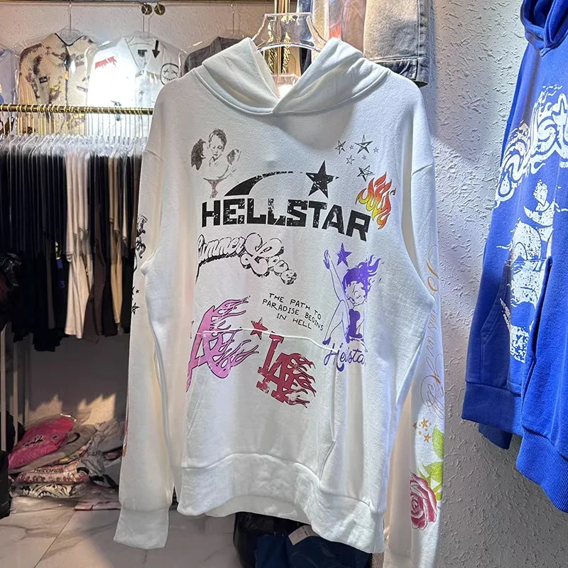 

Y2K Hellstar винтажная Спортивная толстовка с принтом граффити в стиле High Street в масштабе 1:1