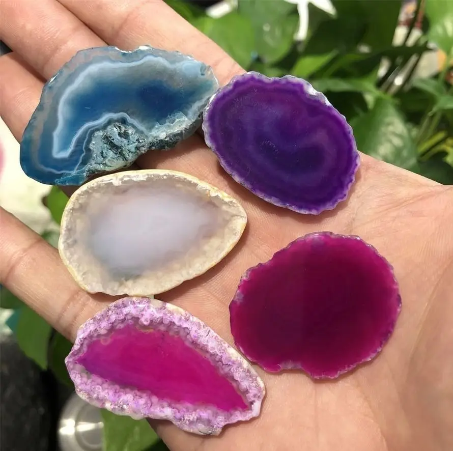 Natural Agate Geode Piece Insulated Coasters Crystal Board Jade Agate Slice Coasters Trim Mineral Crystals