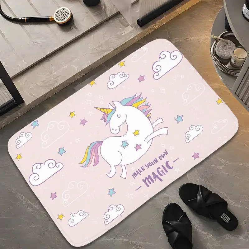 

Мультяшный Детский ковер в виде единорога для гостиной, однотонный Впитывающий Коврик для входной двери, Мягкий Нескользящий Коврик для де...