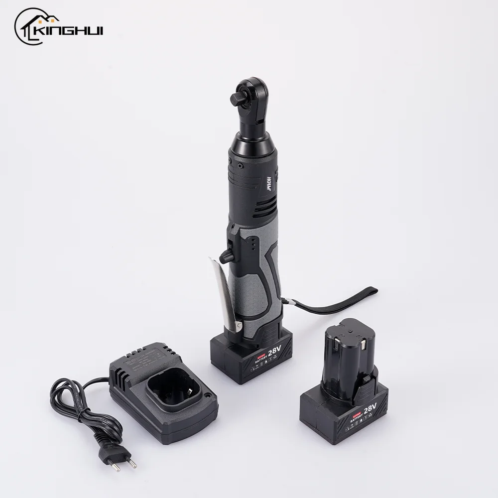 28V 55N. M Electric Wrench Angle Drill Screwdriver 3/8''90 Degree Cordless Ratchet Wrench Scaffold With 1/2 Lithium Ion Battery