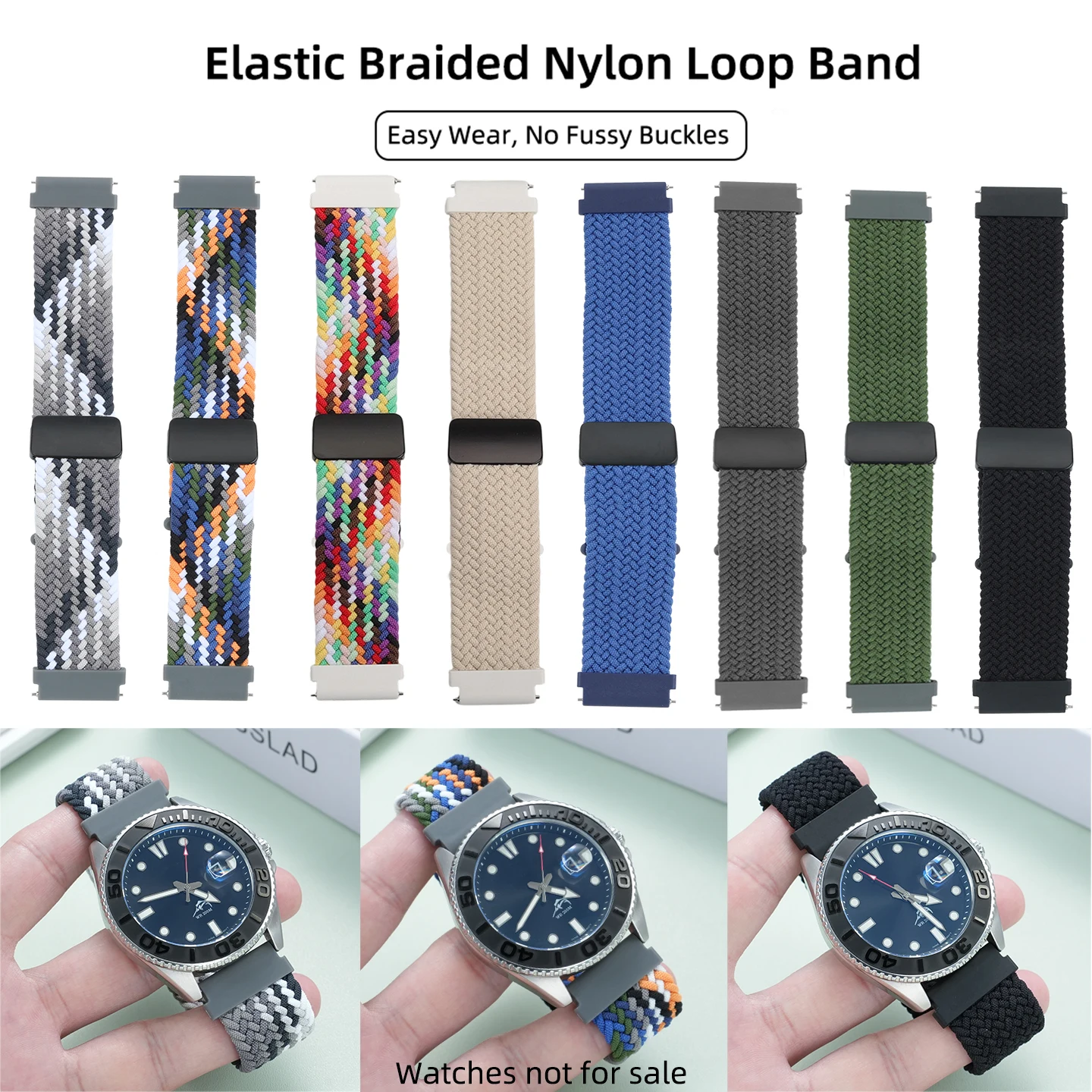 Фото 22-мм эластичный плетеный нейлоновый ремешок для часов Casio MTPVD01 MTP-1374 1375 MDV-106 MDV107 EFS-S510 EFV-540, сменный ремешок для дайверских часов №1